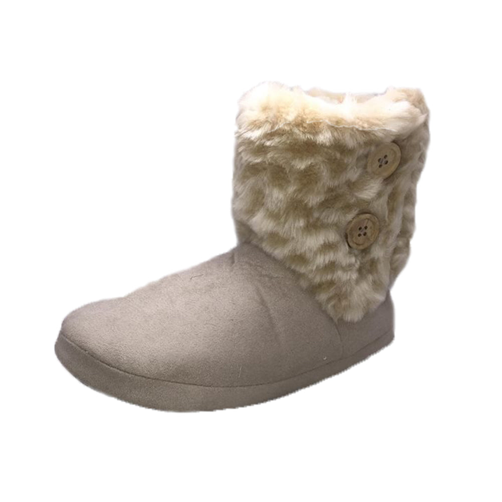 Suedette Slipper boots with soft fluffy lining