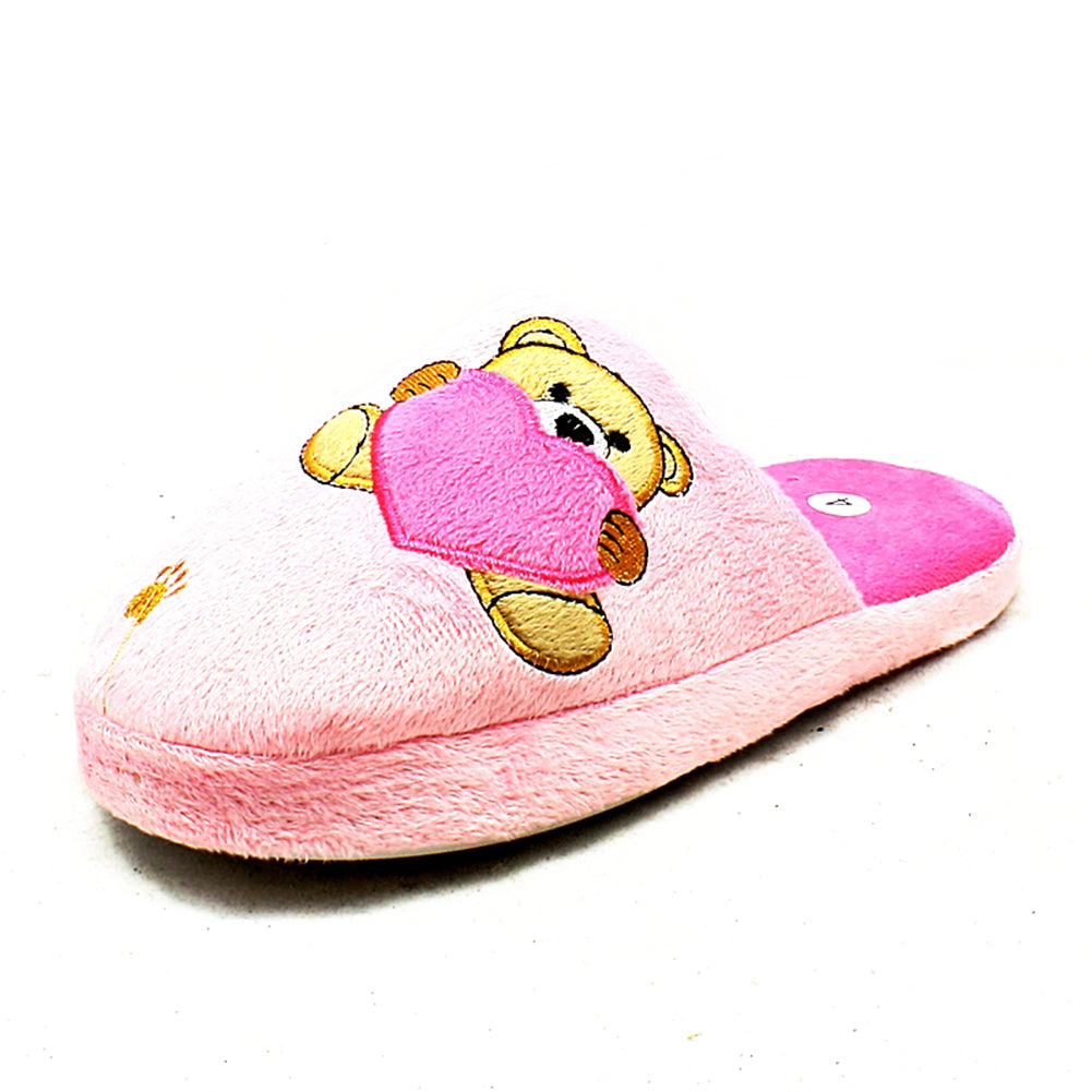 Teddy bear + Heart open back slippers