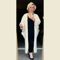OVERSIZED BATWING CABLE KNIT LONG DUSTER CARDIGAN