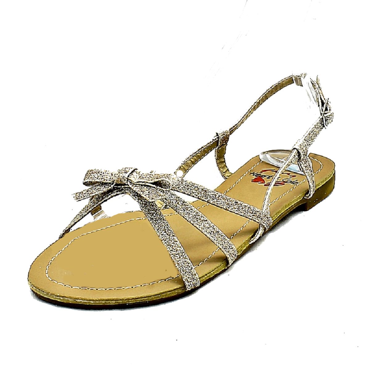 Glitter strappy flat sling back sandals