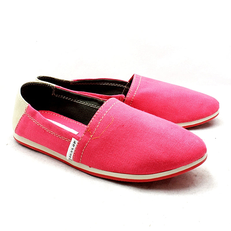 Salmon Pink Canvas slip on pumps / espadrilles