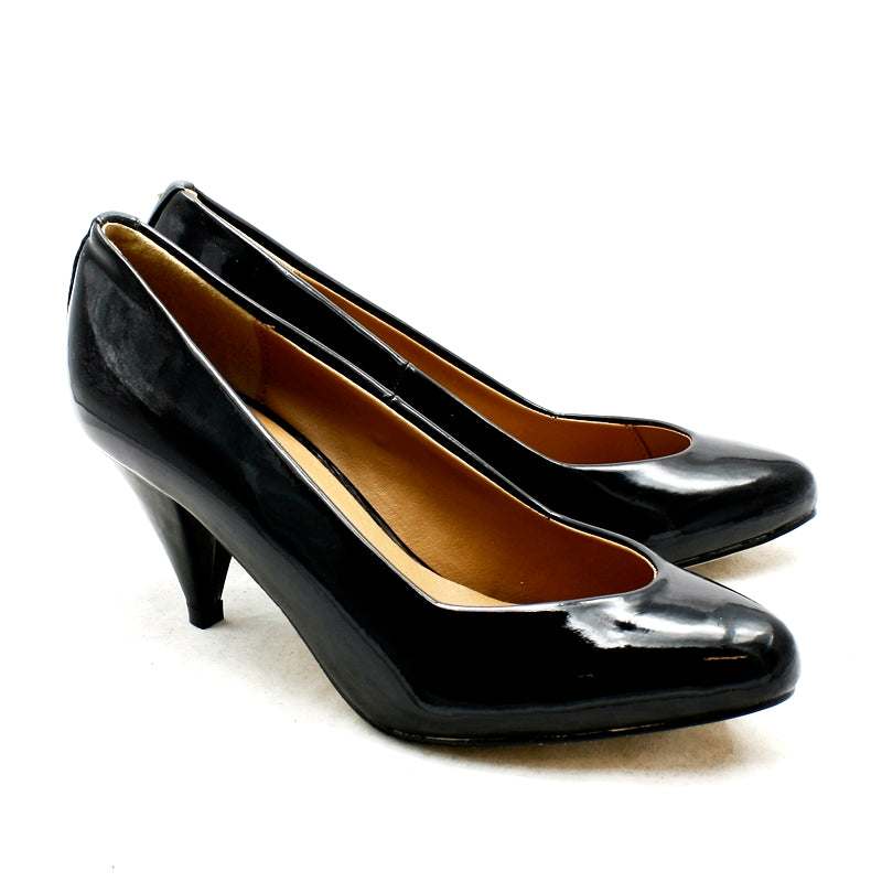 LOW HEEL PONTED TOE COURT SHOES WITH HEEEL DETAIL