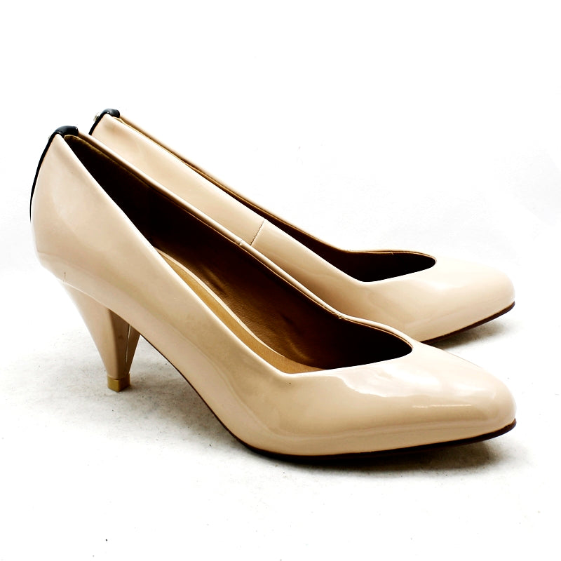 LOW HEEL PONTED TOE COURT SHOES WITH HEEEL DETAIL