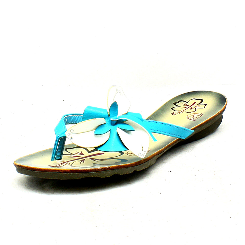 Floral very low wedge flip flops / sandalsTeal / UK 3