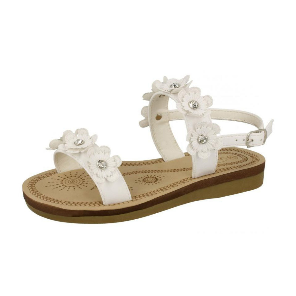 ROCKTHOSECURVES CHILDRENS GIRLS FLAT PRETTY FLOWER SANDALS