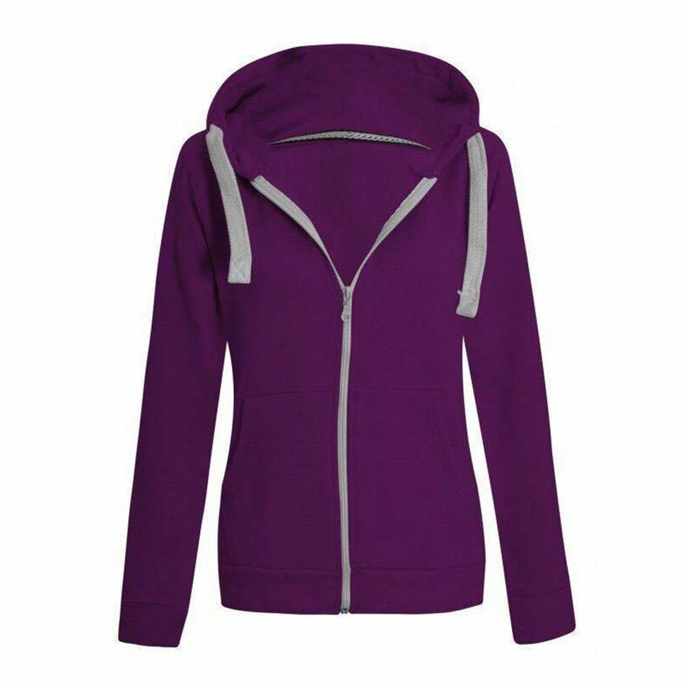 ROCKTHOSECURVES ZIP UP HOODY PLUS SIZE JACKETPurple / UK 14