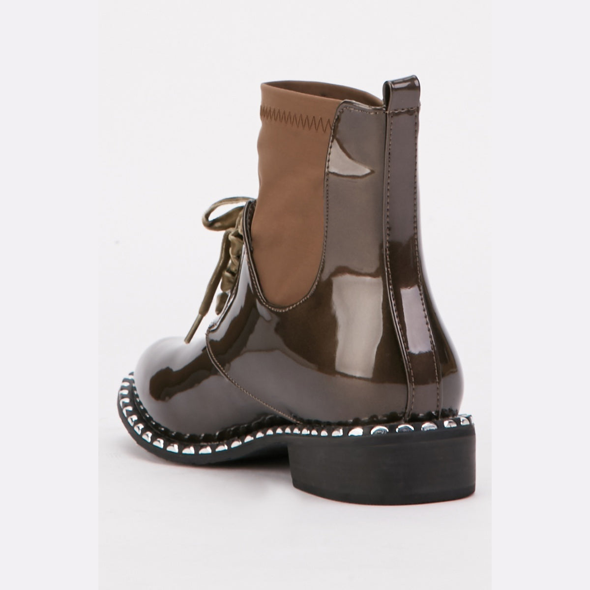 ROCKTHOSECURVES BROWN / BRONZE PATENT FLAT BOOTS