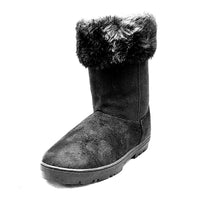 Black Faux suede flat snugg fitting boots
