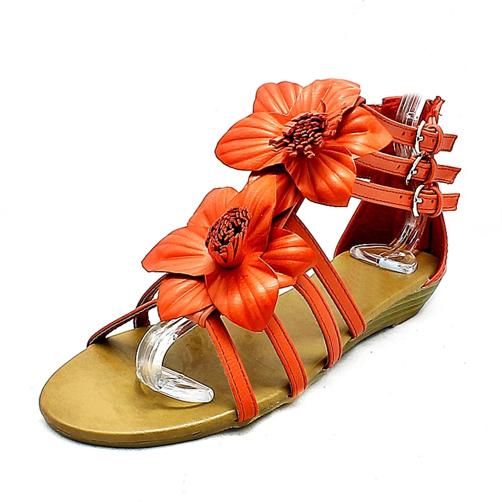 Red low sale wedge sandals