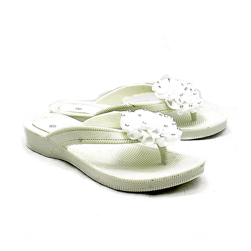 ROCKTHOSECURVES BEADED ROSETTE FLIP FLOPS SANDALS