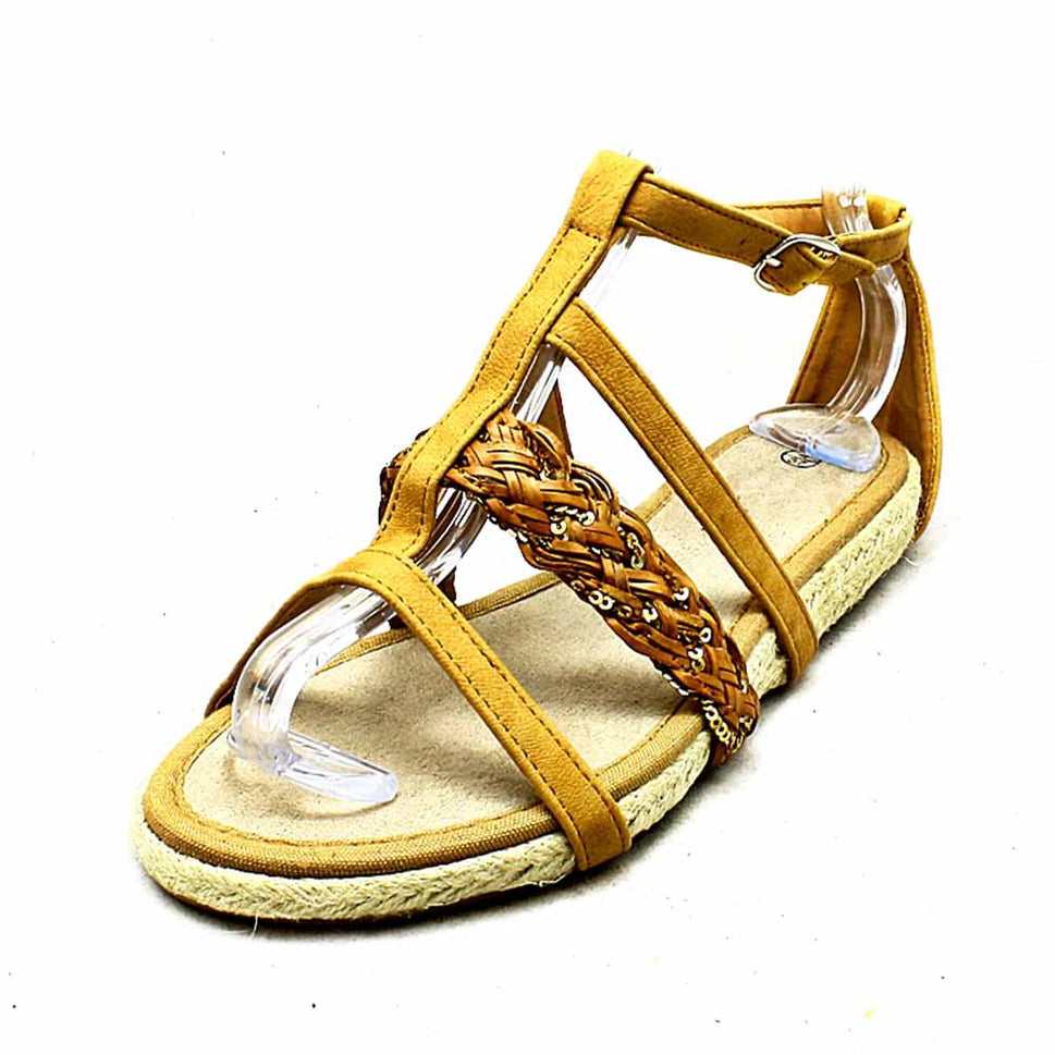 Flat strappy sandals with sequinned detailTan / UK 3