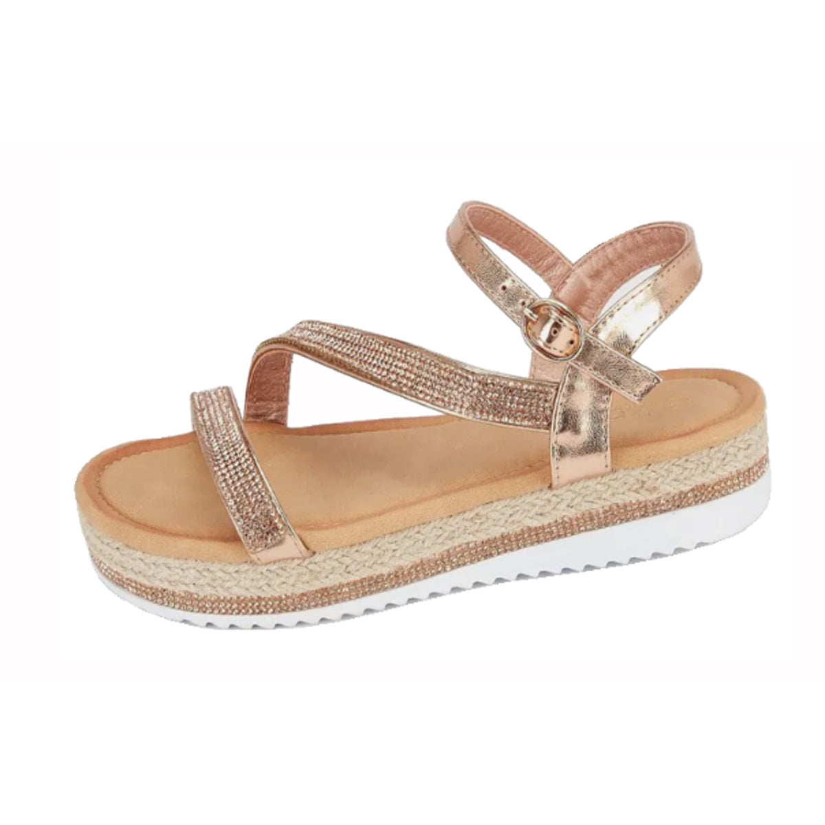 Sparkle effect low Wedge summer sandals