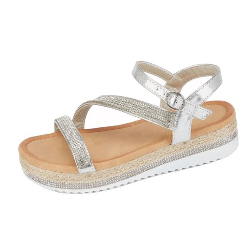 Sparkly low Wedge summer sandals