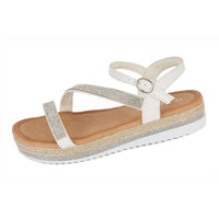 Sparkle effect low Wedge summer sandals
