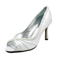 Satin peep toe party prom glittery satin wedding shoes
