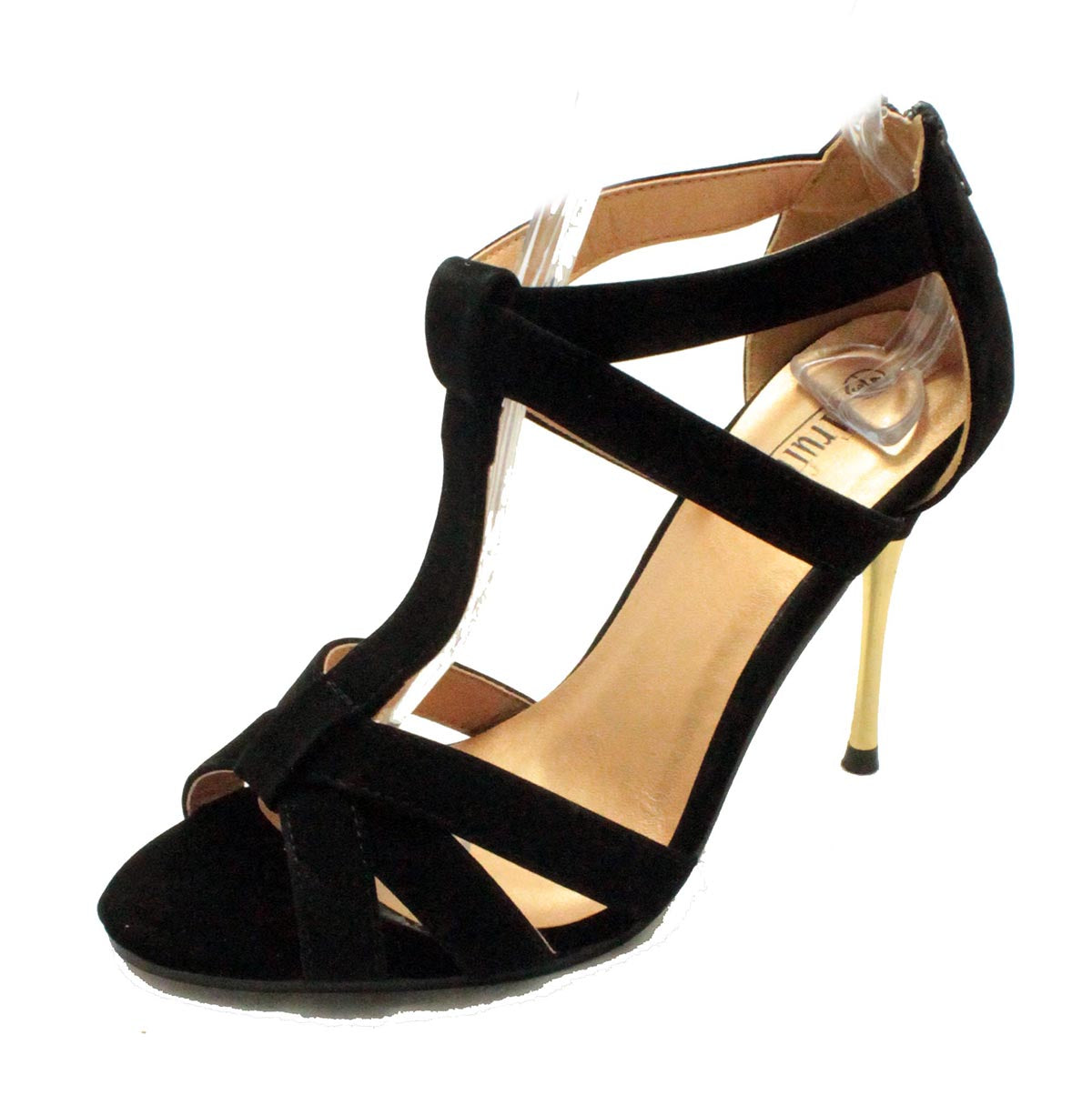 HIGH HEEL OPEN TOE SANDALS WITH METAL STILETTO HEEL