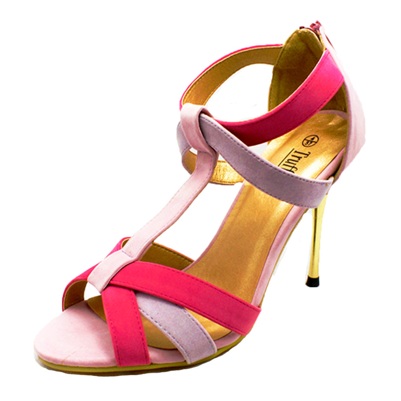 HIGH HEEL OPEN TOE SANDALS WITH METAL STILETTO HEEL