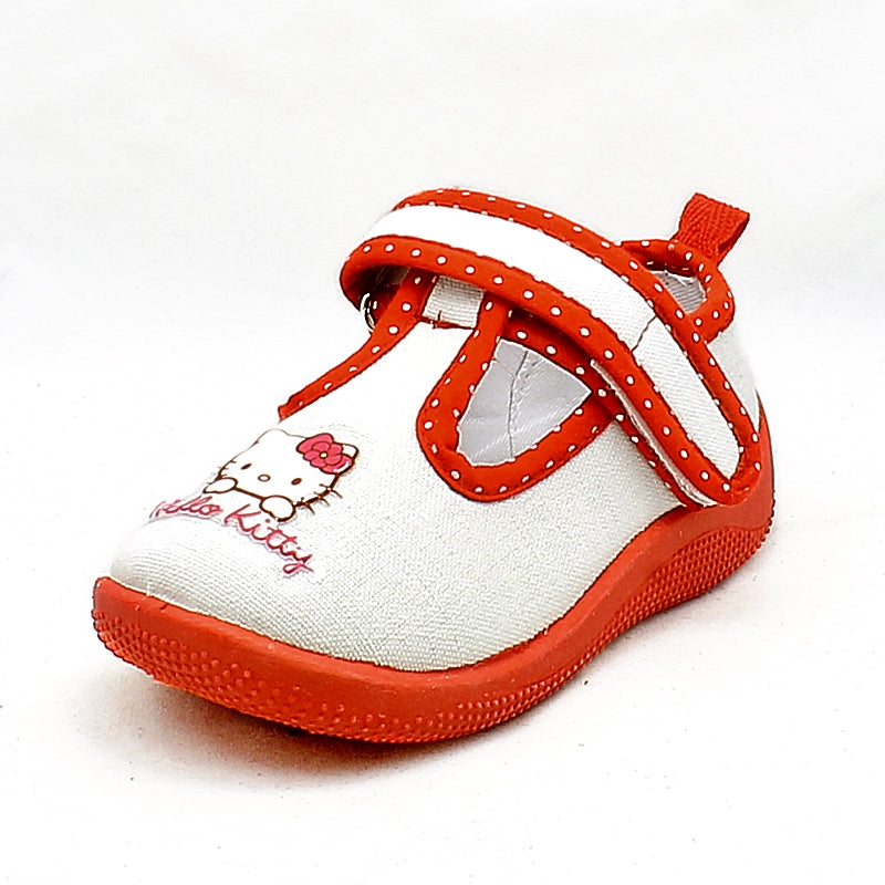 Little girls white / red hello kitty pumps with flexible sole