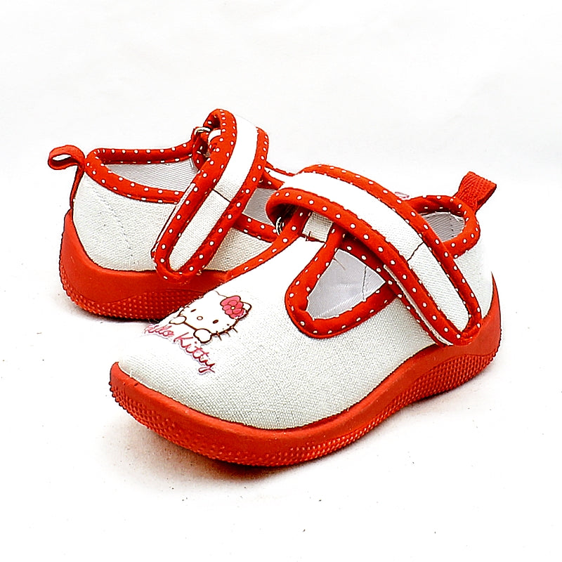 Little girls white / red hello kitty pumps with flexible sole