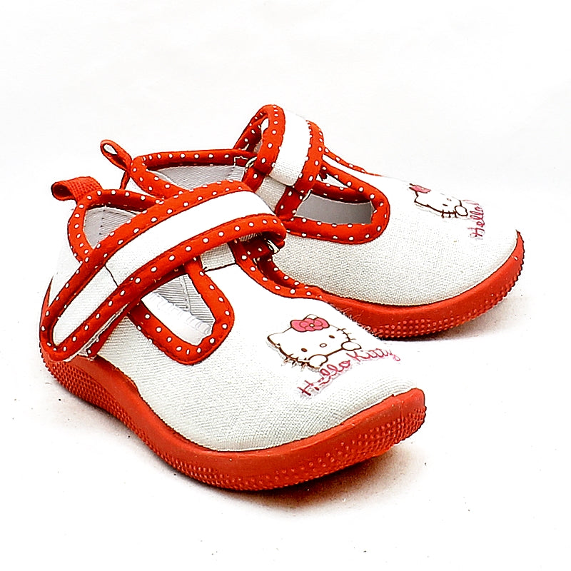 Little girls white / red hello kitty pumps with flexible sole