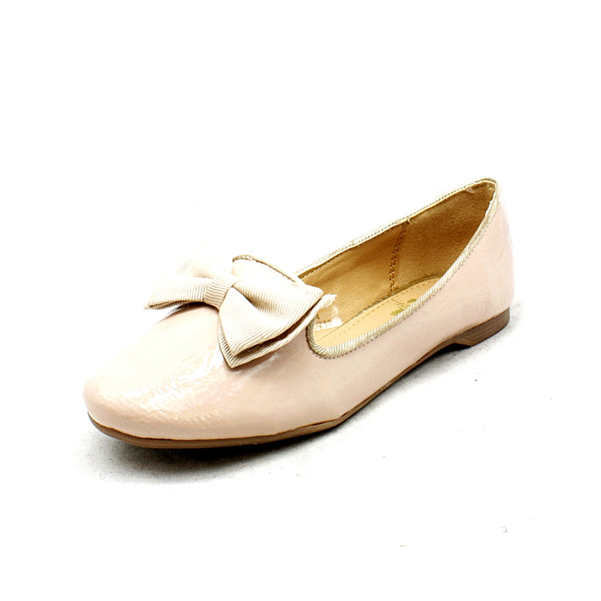 Ladies Beige Flat Bow front flat shoes