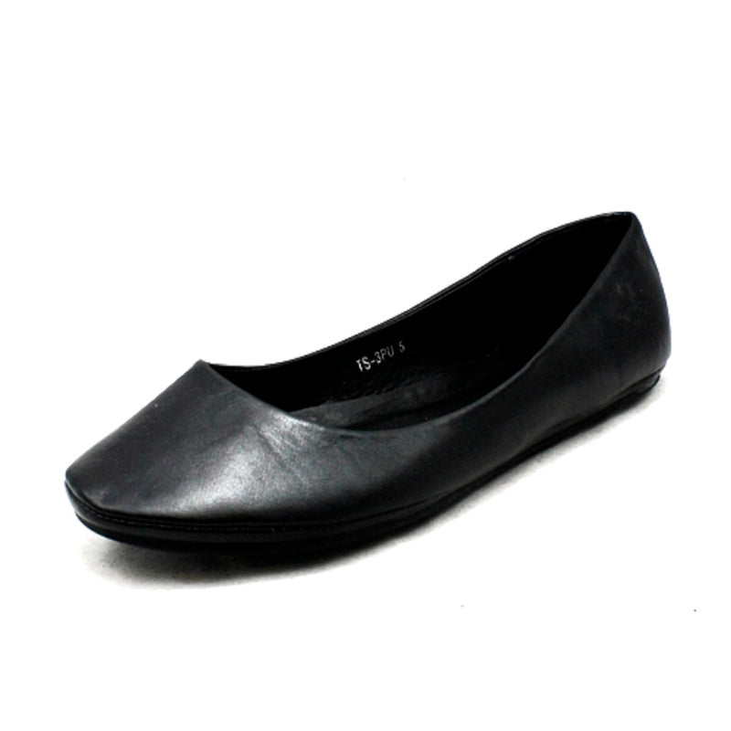 Black Matt Flat Plain ballerina shoes / pumps