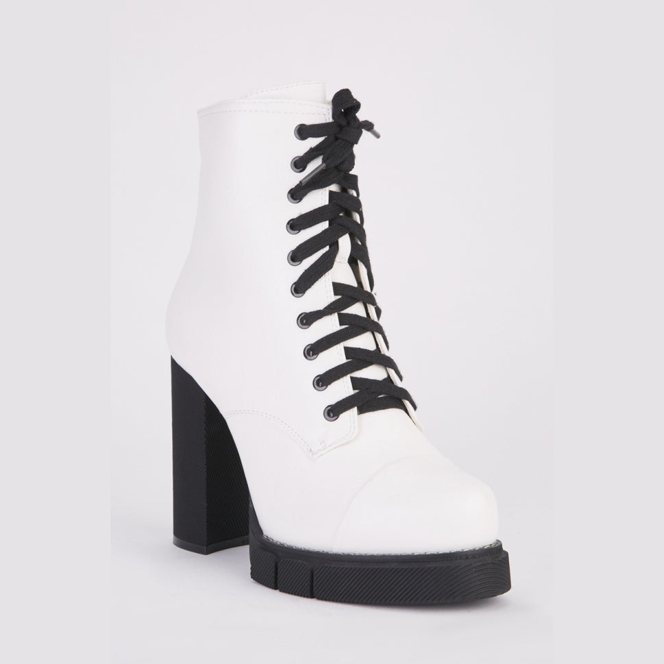 Block Heel Platform Ankle Boots