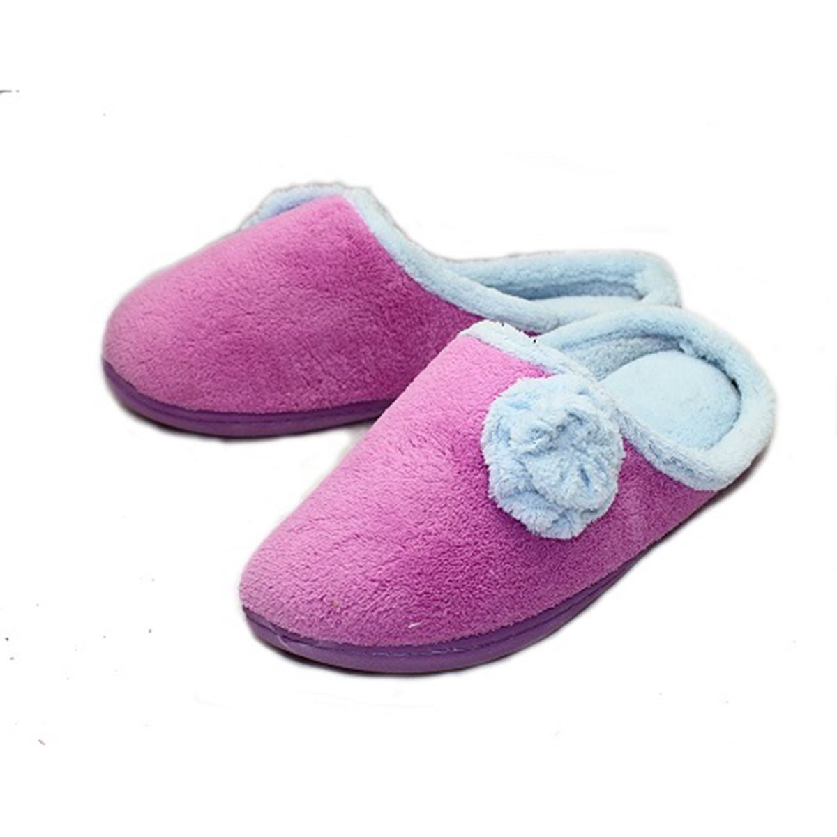Lilac Slip On Mule Soft Mule Slippers with rosette detail