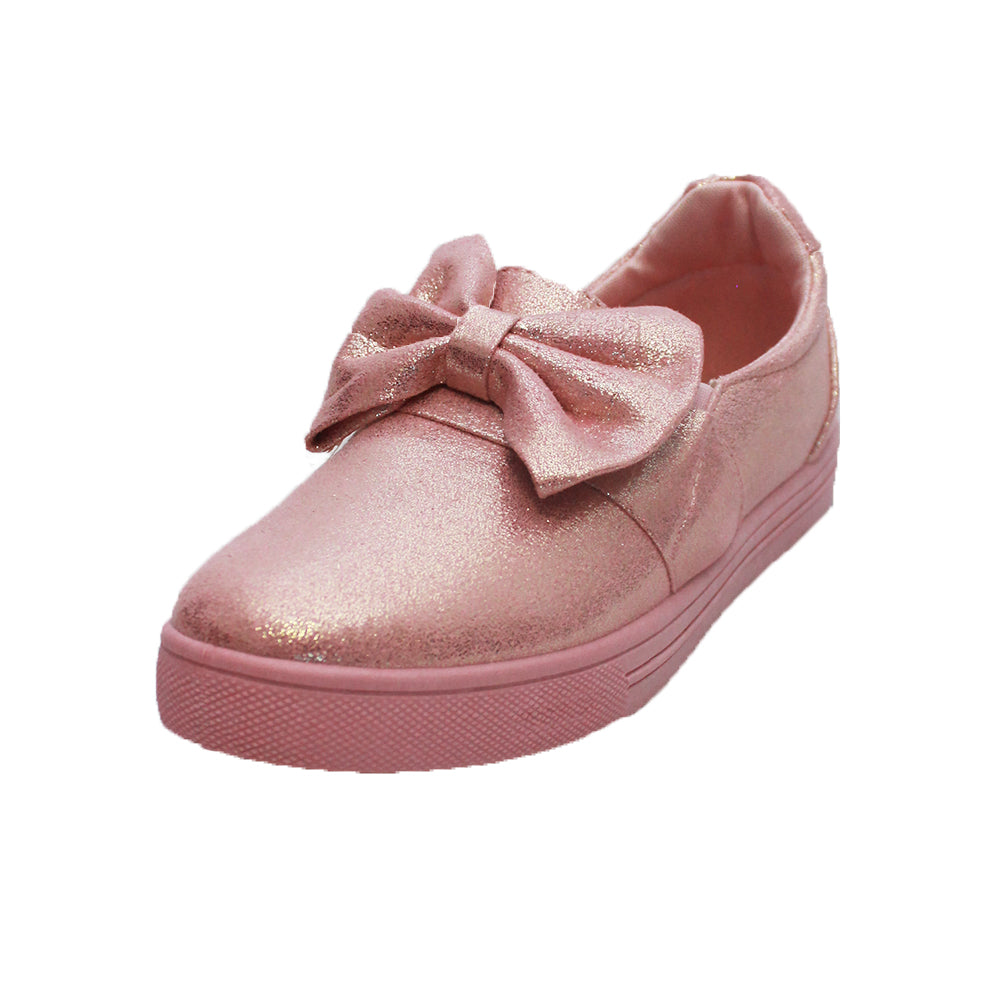 Pink sparkly flat shoes / pumps with bow to front