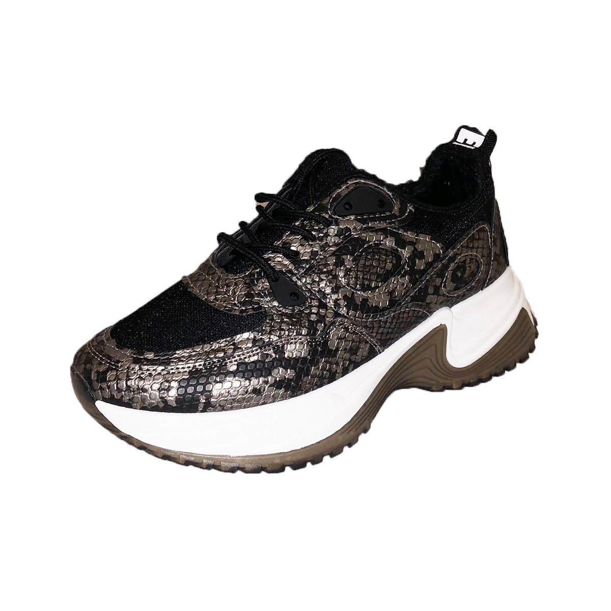 ROCKTHOSECURVES CROC EFFECT CHUNKY LACE UP TRAINERS