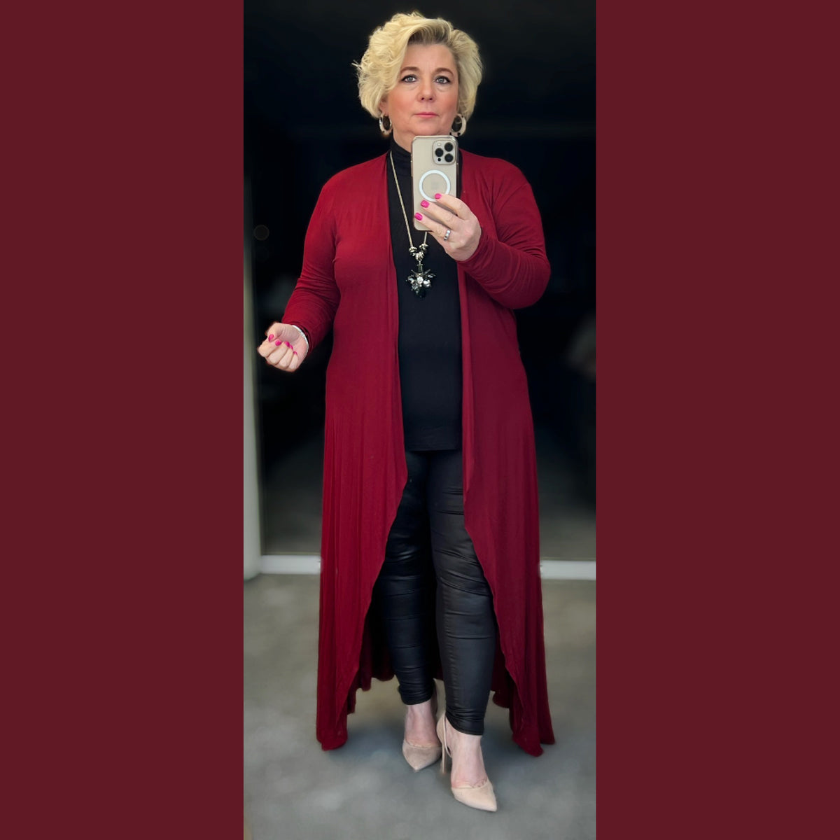 Long length waterfall jacket lightweight cardigan