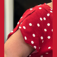 Red / White Spot wrap cap sleeve blouse