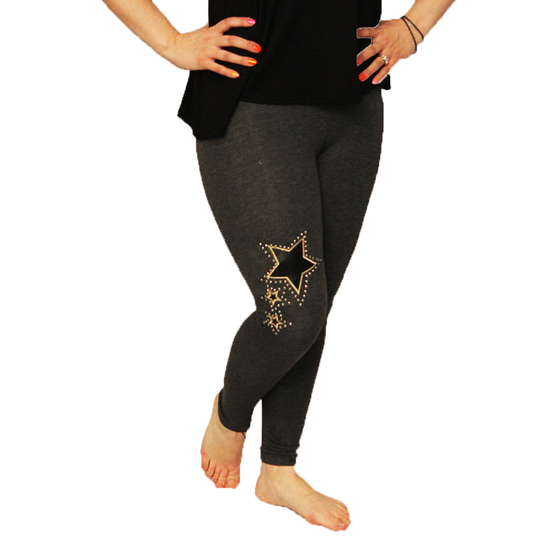 Leggings with studded star to one leg