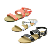 Patent strappy flat sandals with wide straps