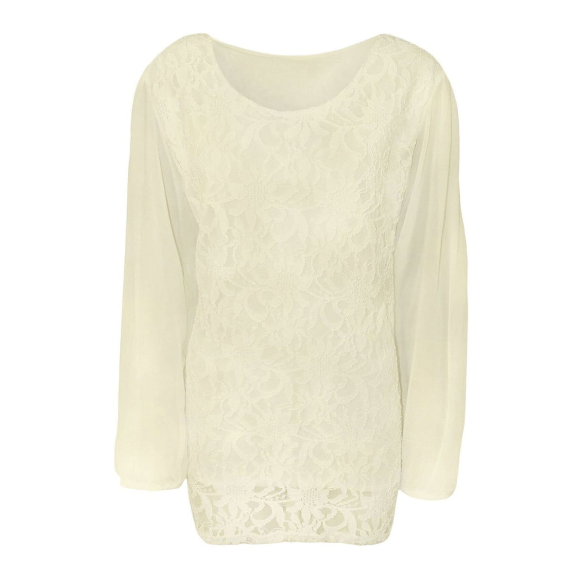LACE BLOUSE WITH LONG CHIFFON SLEEVES