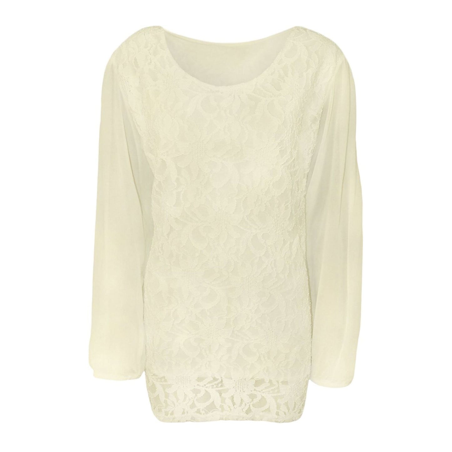 ROCKTHOSECURVES LACE BLOUSE WITH LONG CHIFFON SLEEVES