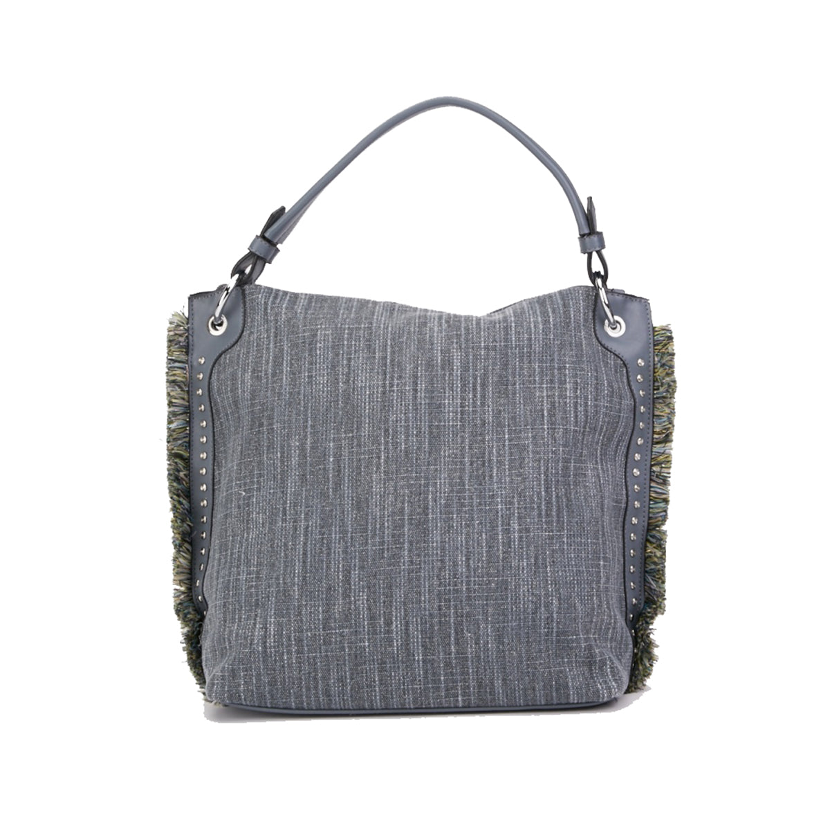 TEXTURED HANDBAG WITH FRINGE EDGE