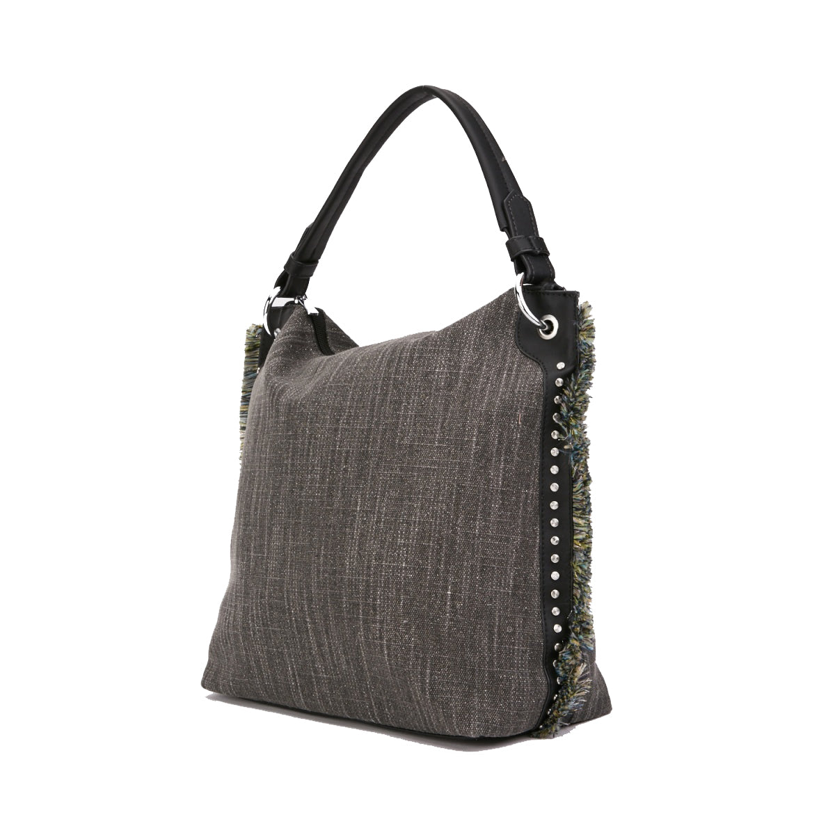 TEXTURED HANDBAG WITH FRINGE EDGE