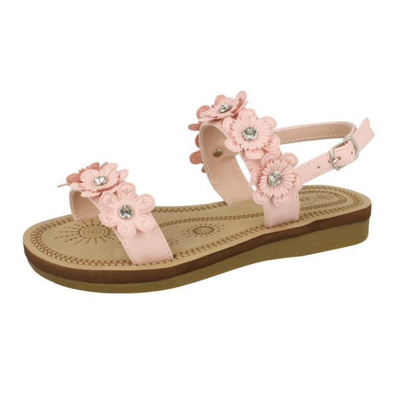 Girls flat sandals flower strap