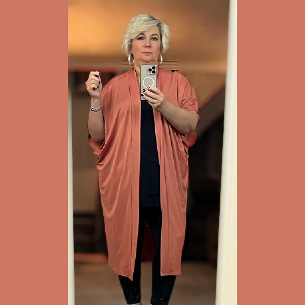 Drop Sleeve Long length Duster Jacket with pockets