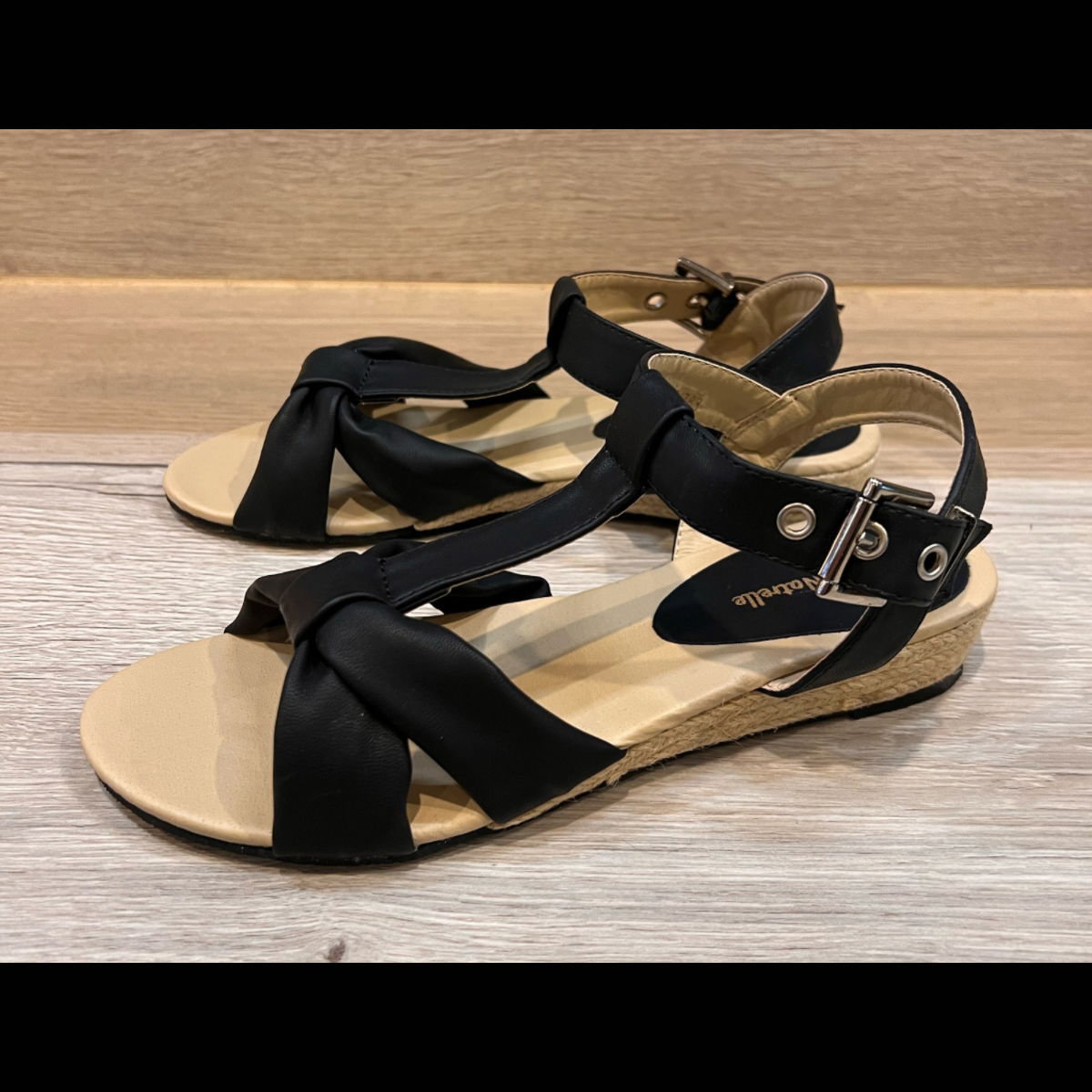 Soft strappy low wedge flat sandals