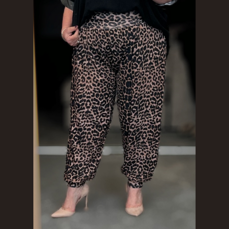 High Waist Brown Leopard Ali Baba Harem pants trousers plus size
