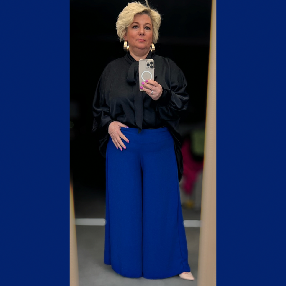 WIDE LEG HIGH WAIST PALAZZO TROUSERSRoyal Blue / UK 12-14