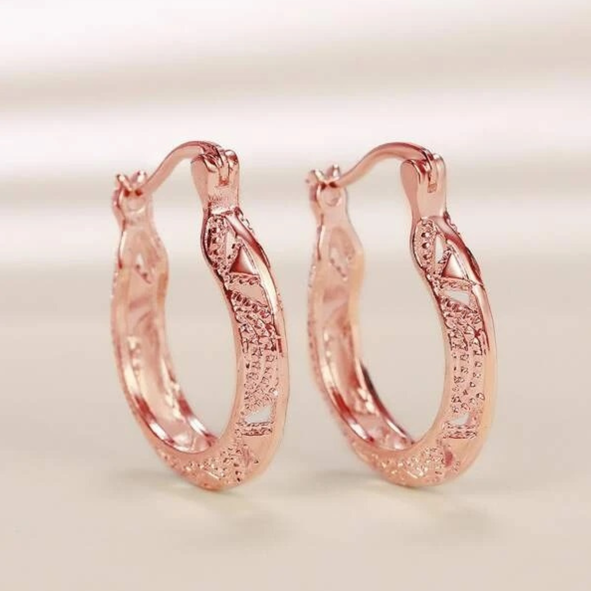 Silver or Rose Gold Textured hoop earrings