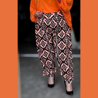 Black Orange Tile Print loose fit wide leg harem pants Ali Baba Trousers PLUS SIZE