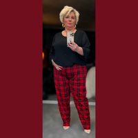 Red Tartan elastic waist trousers - Plus Sizes too