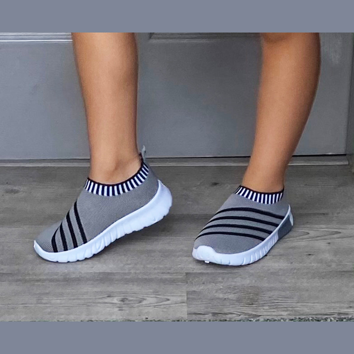 Childrens Latest style fabric striped trainers