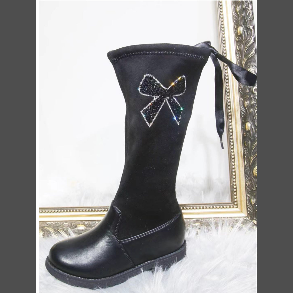 Children's knee high black boots best sale