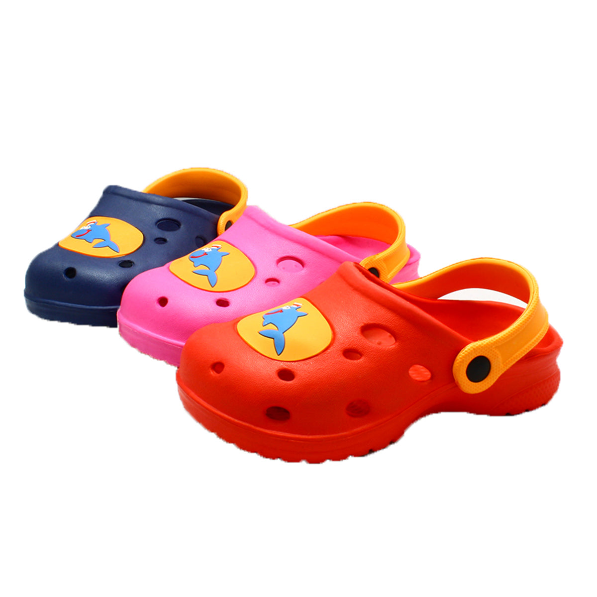 Kids Clog beach shoes with shark motif