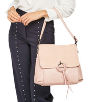 Faux leather Pink handbag with tassel circle